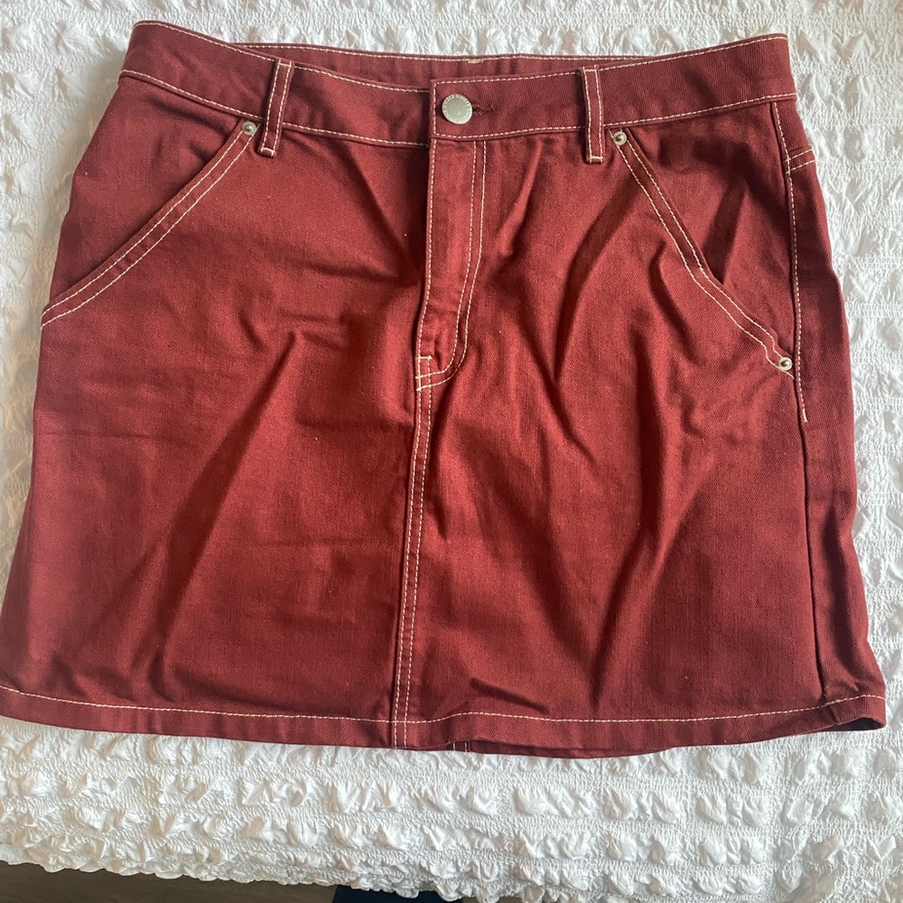 Maroon Jean Skirt